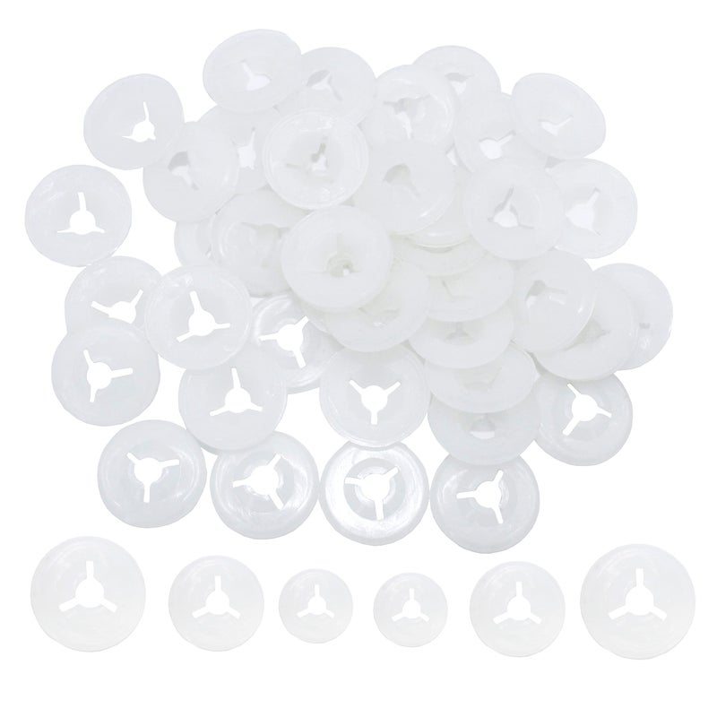 ARTCXC 150Pcs 3Size Plastic Washers Three Fork Designed Washers Backs for Teddy Bear Doll Animal Puppet Craft Eyes and Nose of 9-30mm - Image 1